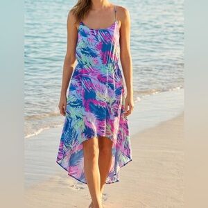 BCBGMaxAzria Girls Abstract Print Spaghetti Strap One-Piece in Pink, Blue, Mint